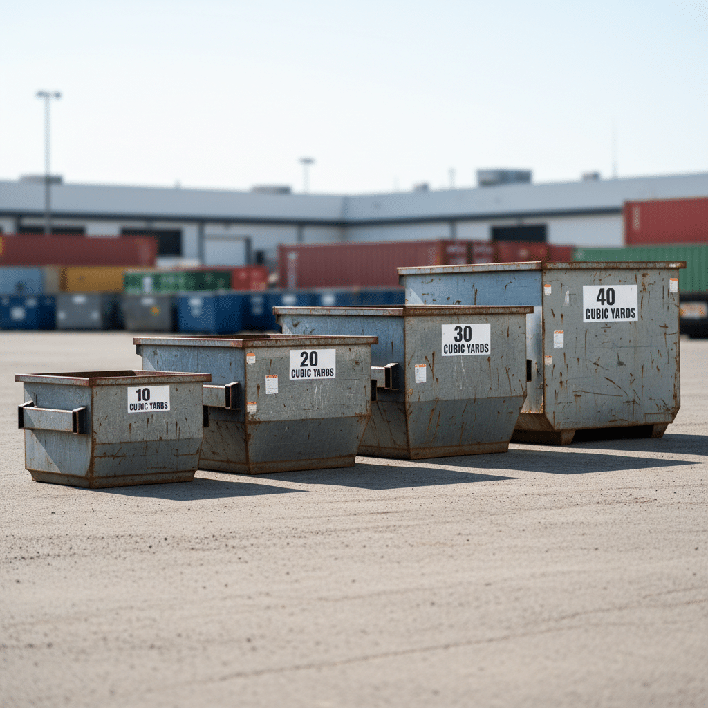 Realistic image generated for dumpster rental sizes guide