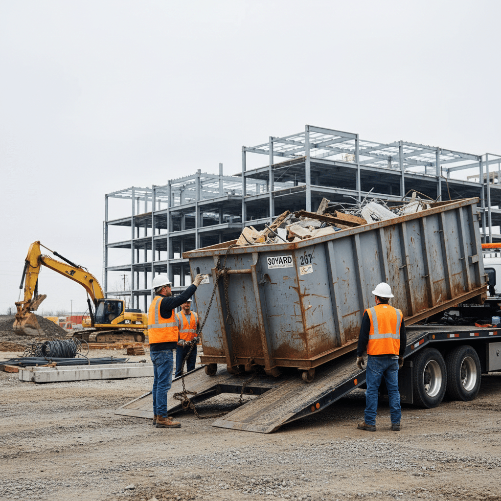 Realistic image generated for dumpster rental sizes guide