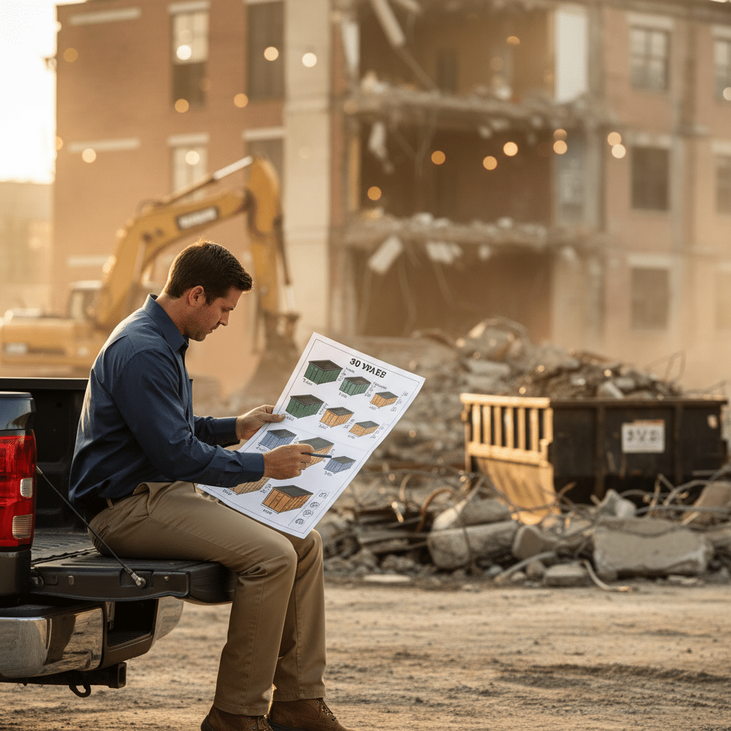 Realistic image generated for how to choose the right dumpster size for your project